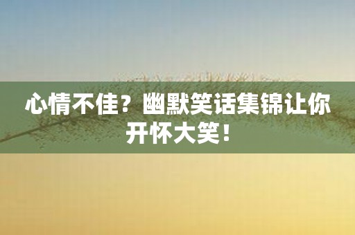 心情不佳？幽默笑话集锦让你开怀大笑！