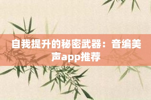 自我提升的秘密武器：音编美声app推荐