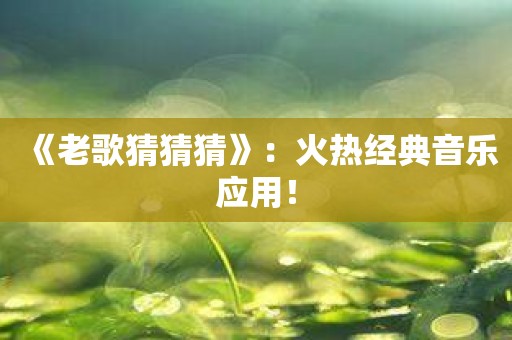 《老歌猜猜猜》：火热经典音乐应用！