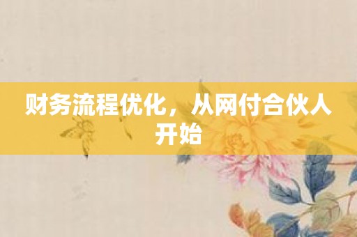 财务流程优化，从网付合伙人开始