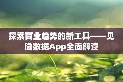 探索商业趋势的新工具——见微数据App全面解读