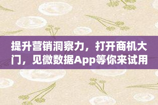 提升营销洞察力，打开商机大门，见微数据App等你来试用！
