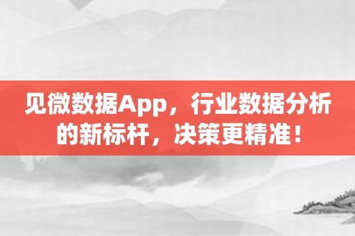 见微数据App，行业数据分析的新标杆，决策更精准！