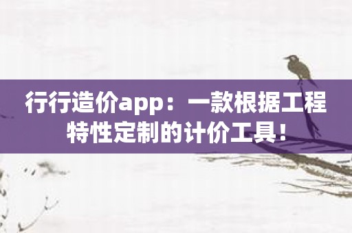 行行造价app：一款根据工程特性定制的计价工具！