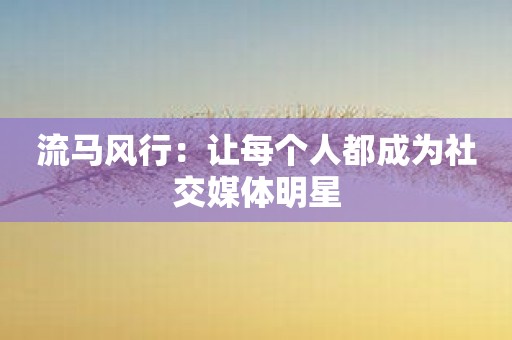 流马风行：让每个人都成为社交媒体明星