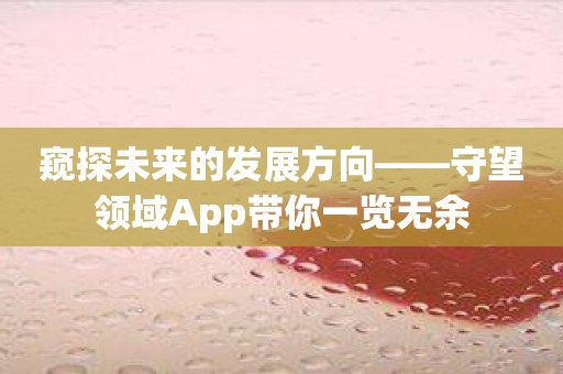窥探未来的发展方向——守望领域App带你一览无余