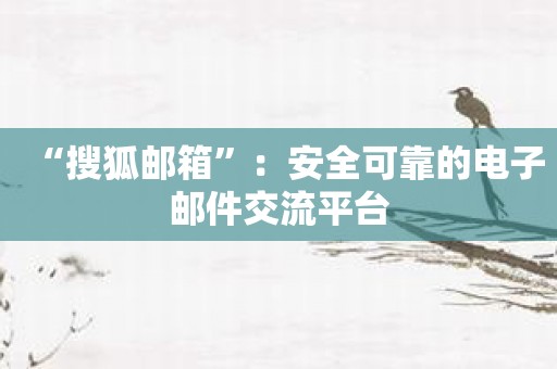 “搜狐邮箱”：安全可靠的电子邮件交流平台
