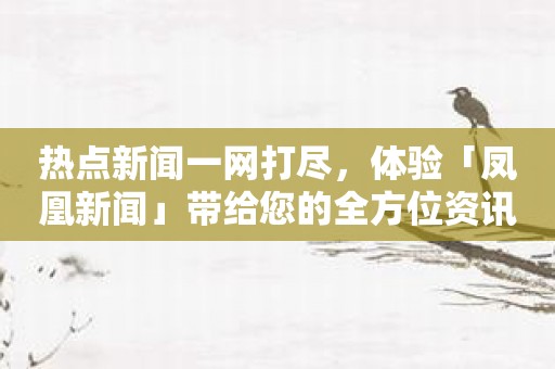 热点新闻一网打尽，体验「凤凰新闻」带给您的全方位资讯服务