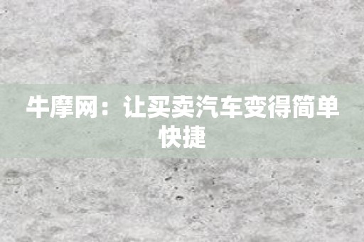 牛摩网：让买卖汽车变得简单快捷