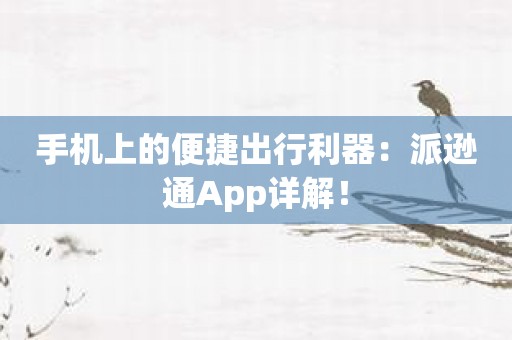 手机上的便捷出行利器：派逊通App详解！