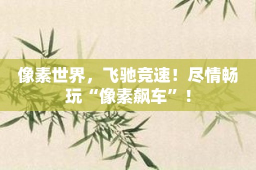 像素世界，飞驰竞速！尽情畅玩“像素飙车”！