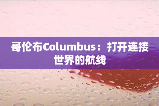 哥伦布Columbus：打开连接世界的航线