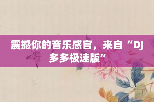 震撼你的音乐感官，来自“DJ多多极速版”