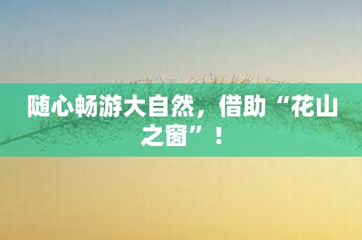 随心畅游大自然，借助“花山之窗”！