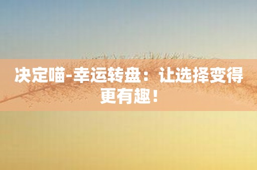 决定喵-幸运转盘：让选择变得更有趣！
