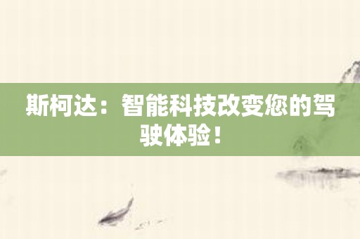 斯柯达：智能科技改变您的驾驶体验！