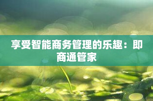 享受智能商务管理的乐趣：即商通管家