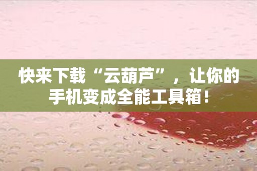 快来下载“云葫芦”，让你的手机变成全能工具箱！