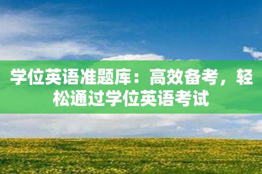学位英语准题库：高效备考，轻松通过学位英语考试