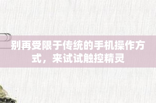 别再受限于传统的手机操作方式，来试试触控精灵