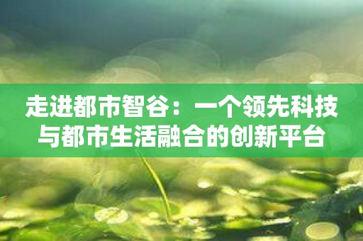 走进都市智谷：一个领先科技与都市生活融合的创新平台