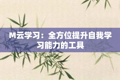 M云学习：全方位提升自我学习能力的工具