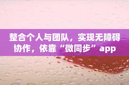 整合个人与团队，实现无障碍协作，依靠“微同步”app