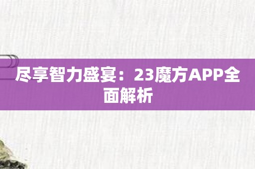尽享智力盛宴：23魔方APP全面解析