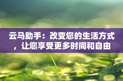 云马助手：改变您的生活方式，让您享受更多时间和自由