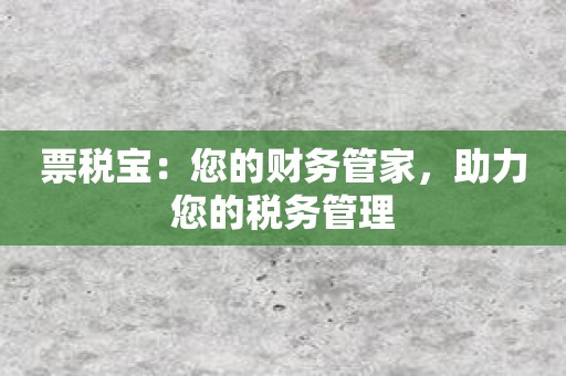 票税宝：您的财务管家，助力您的税务管理