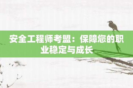 安全工程师考盟：保障您的职业稳定与成长