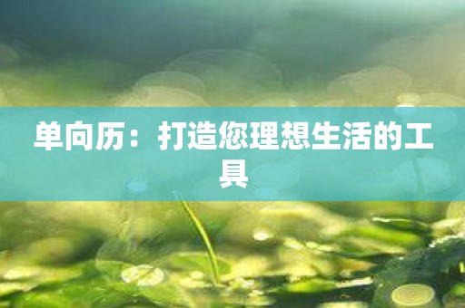 单向历：打造您理想生活的工具