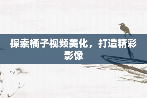 探索橘子视频美化，打造精彩影像