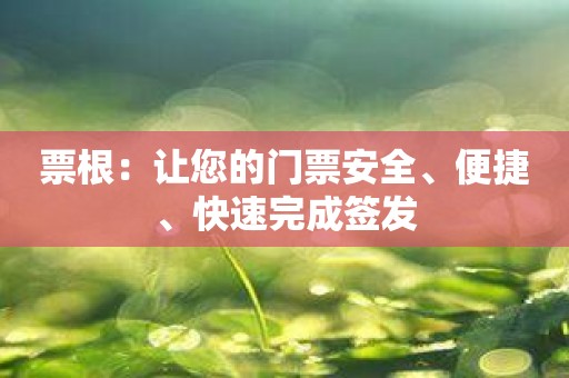 票根：让您的门票安全、便捷、快速完成签发