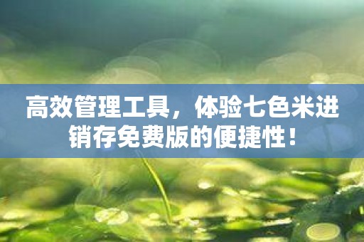 高效管理工具，体验七色米进销存免费版的便捷性！