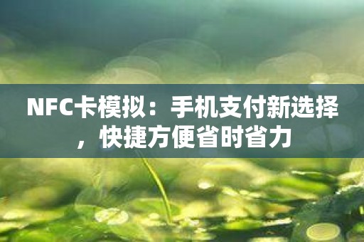 NFC卡模拟：手机支付新选择，快捷方便省时省力