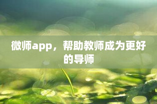 微师app，帮助教师成为更好的导师