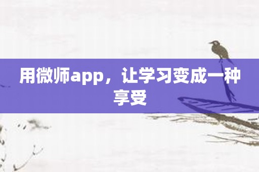 用微师app，让学习变成一种享受
