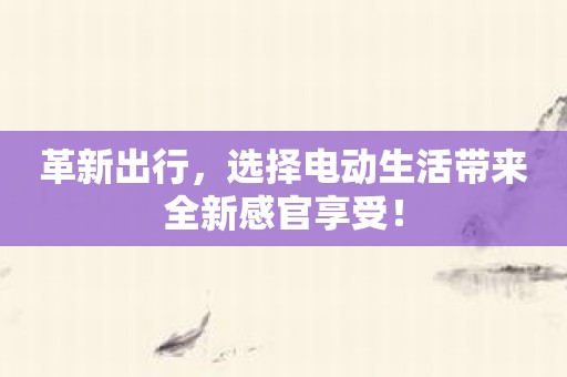 革新出行，选择电动生活带来全新感官享受！