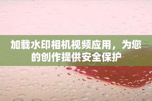 加载水印相机视频应用，为您的创作提供安全保护