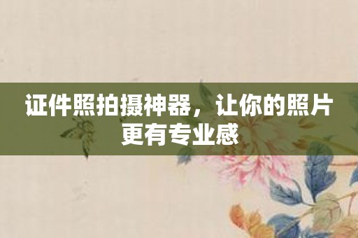 证件照拍摄神器，让你的照片更有专业感