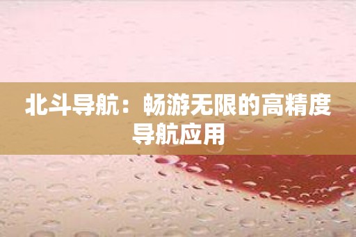 北斗导航：畅游无限的高精度导航应用