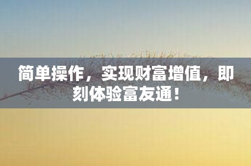 简单操作，实现财富增值，即刻体验富友通！