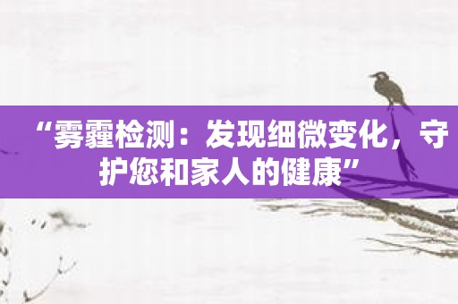“雾霾检测：发现细微变化，守护您和家人的健康”