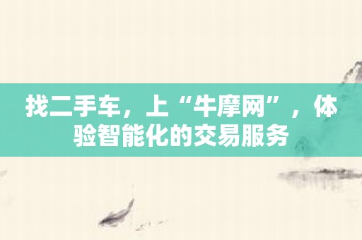 找二手车，上“牛摩网”，体验智能化的交易服务