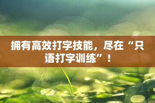 拥有高效打字技能，尽在“只语打字训练”！