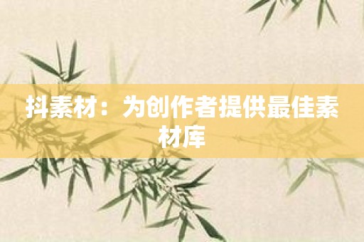 抖素材：为创作者提供最佳素材库