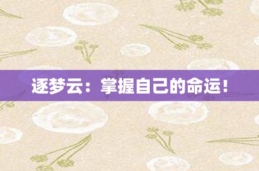 逐梦云：掌握自己的命运！