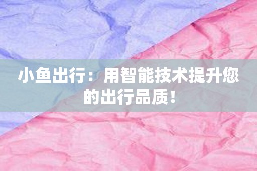 小鱼出行：用智能技术提升您的出行品质！