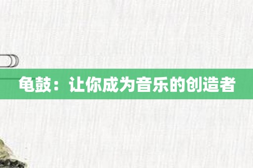龟鼓：让你成为音乐的创造者
